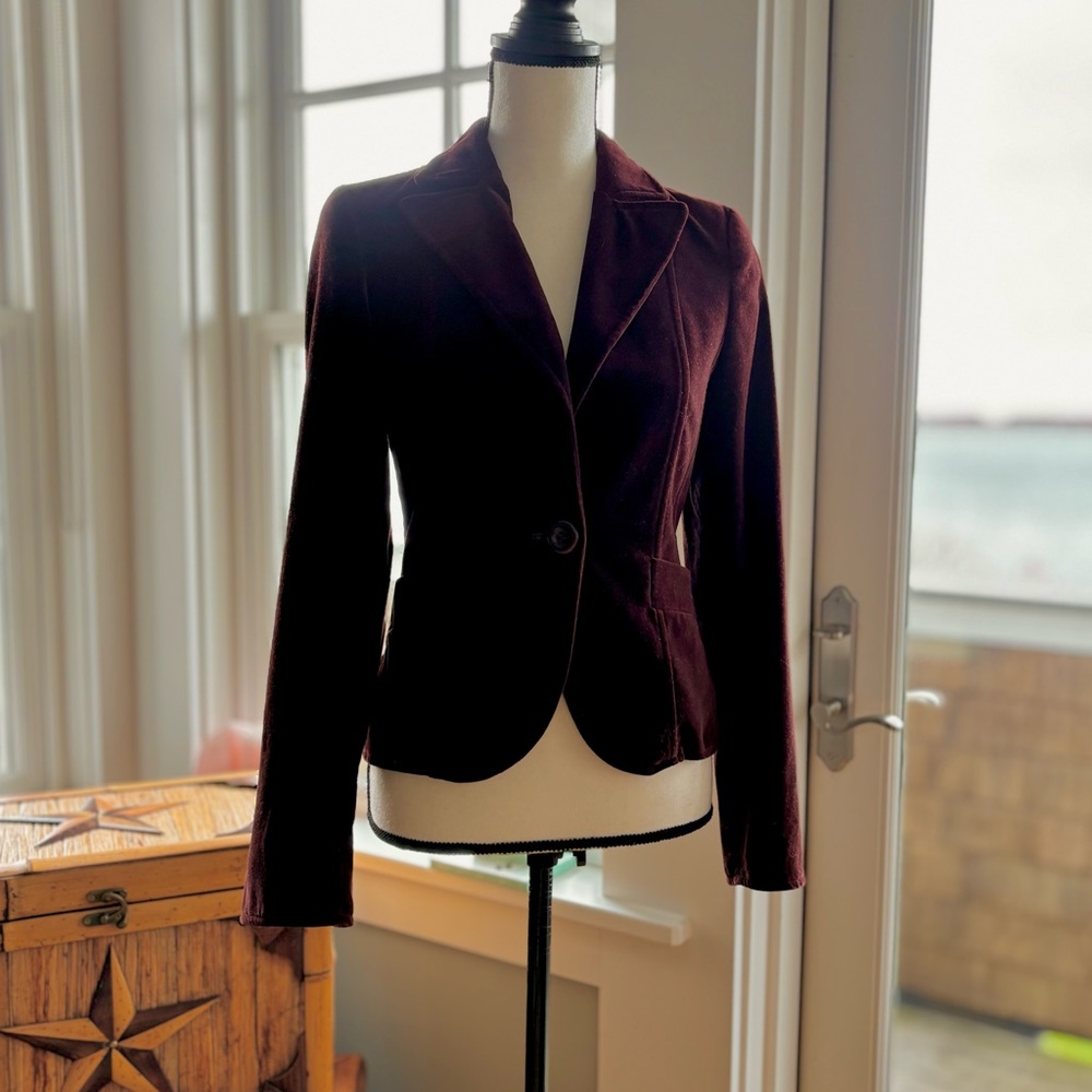 Vintage Y2K Made In Spain Velvet Fitted One Button Blazer By Jean Basic - Picture 5 of 16